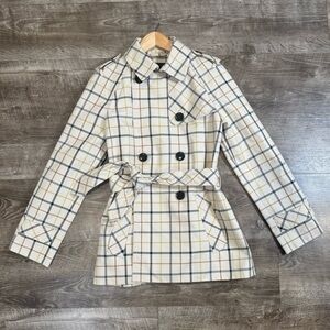 Coach Checkered Trench Coat - Cream and Black
